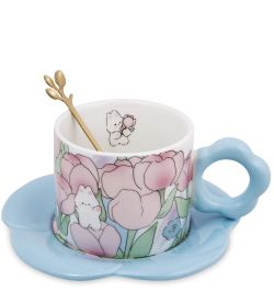 MUG-422/2 Чайная пара «Зайчонок в тюльпанах»