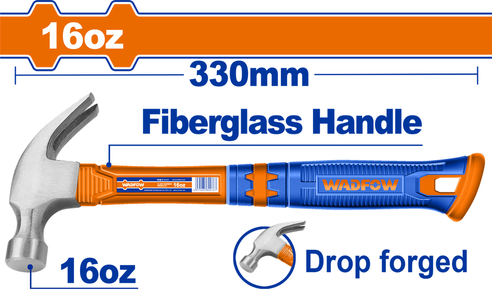 Молоток-гвоздодер WADFOW WHM3316 450 г