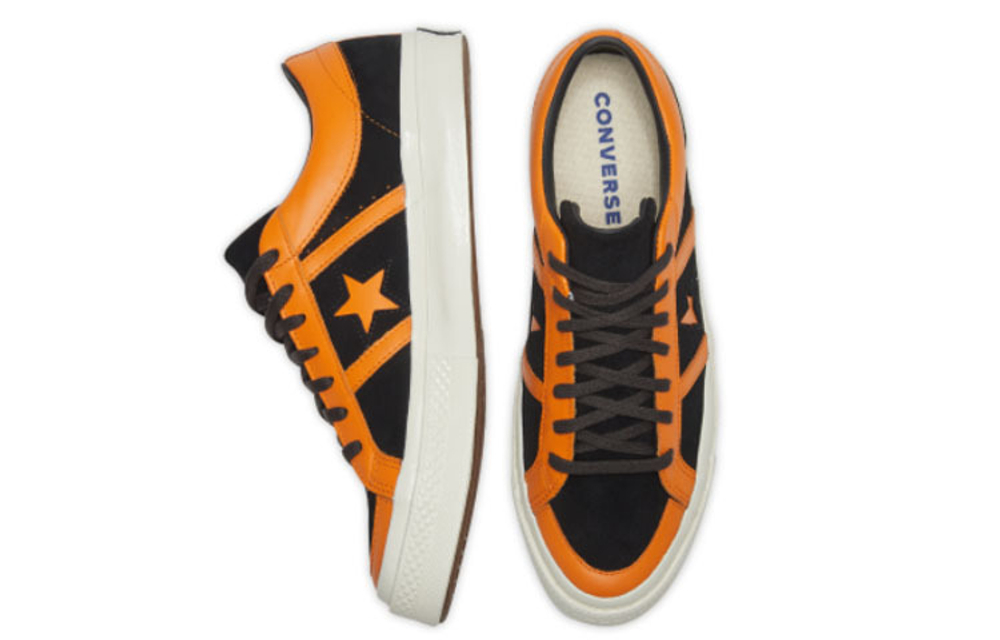 Converse one star Academy Anti-Slip Wear-Resistant Low Panel Shoes Male and Female Black Orange