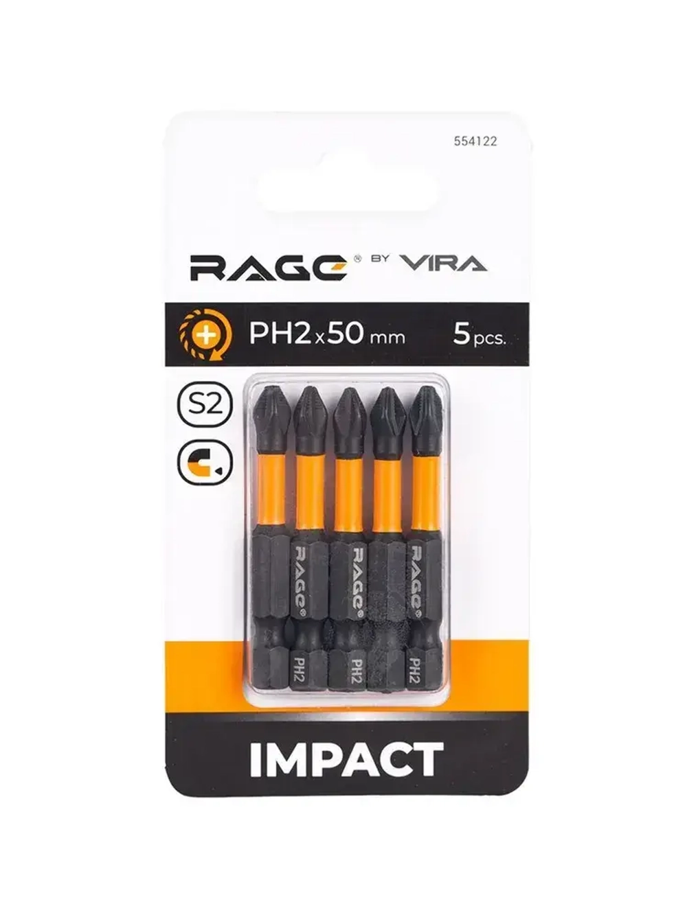 Биты торсионные IMPACT PH2 x 50 мм 5 шт RAGE by VIRA