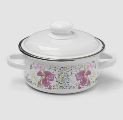 Кастрюля эмалированная «Мозаика» 1,5 л, d=15 см, индукция, цвет белый