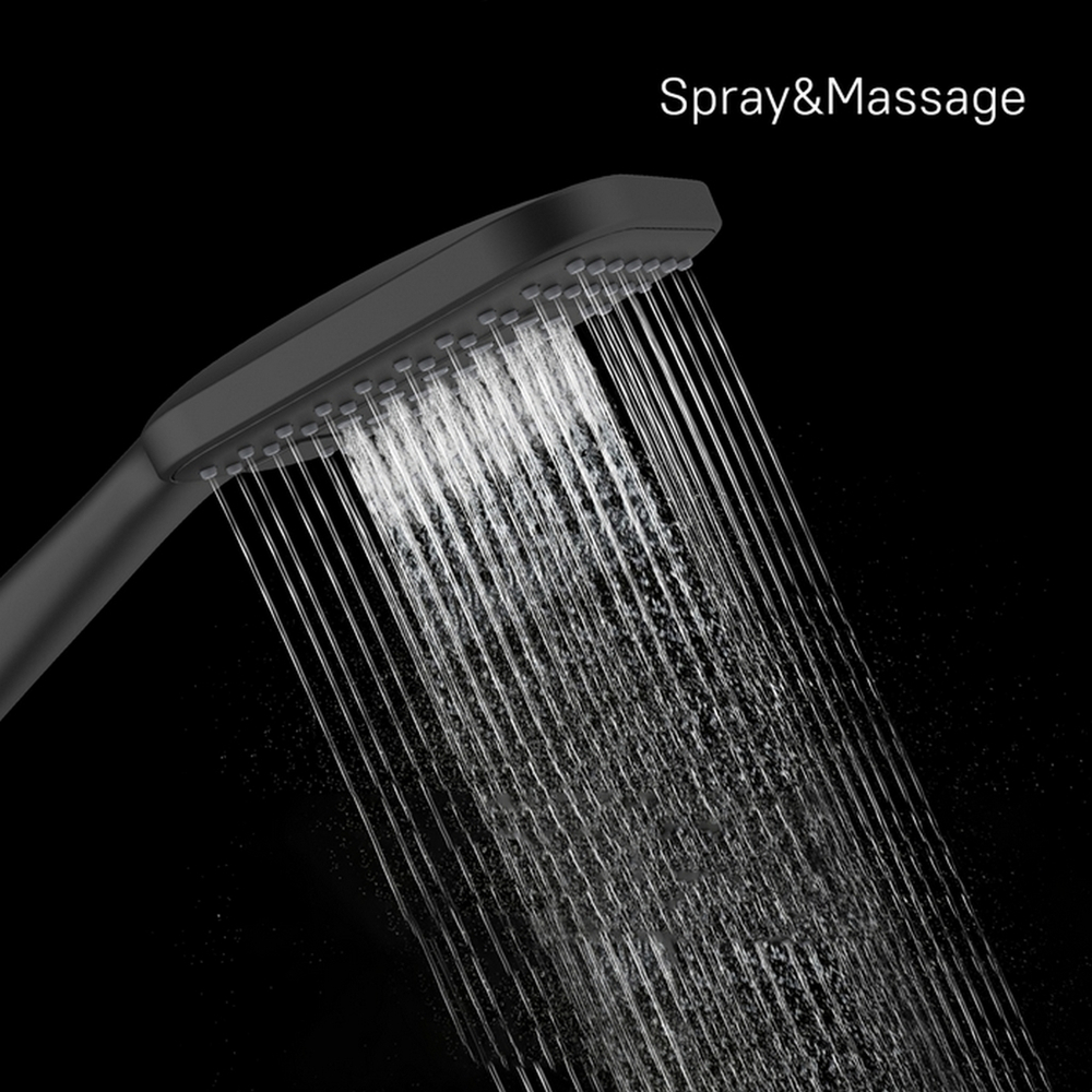 Лейка для душа Milardo ILS3FBSM18 "Ideal Spa" квадрат, 3 режима, ЧЕРНЫЙ матовый, коробка