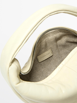 Massimo Dutti Миниатюрная сумка-полумесяц из кожи наппа, белый