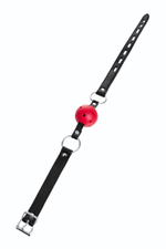 Красный кляп-шар на черных ремешках (Цвет: красный с черным)