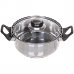 Кастрюля из нержавеющей стали «Cook» 1,3л со стеклянной крышкой 18*8см