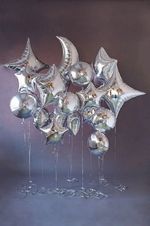 Шар (28"/71 см) Фигура, Полумесяц, Серебро 1 шт.