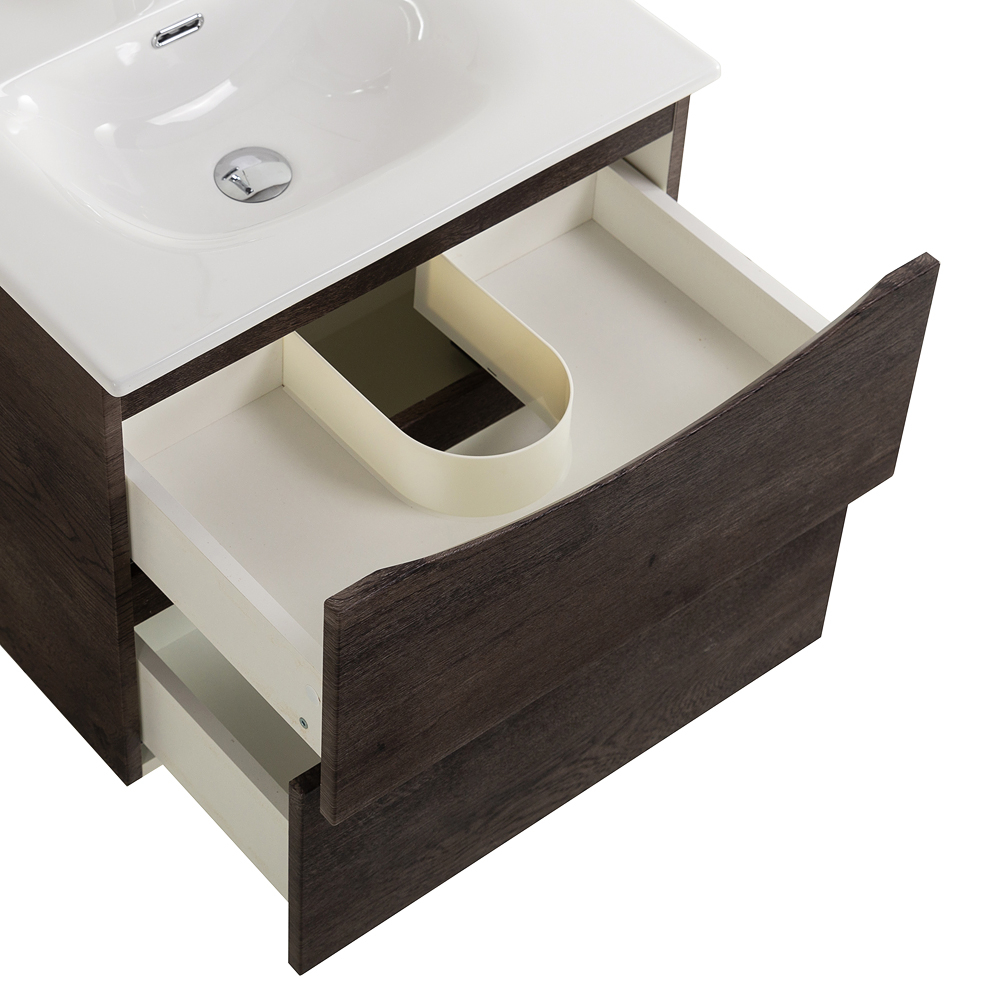 Тумба с раковиной подвесная BelBagno MARINO-CER-N-600-2C-SO-RNG-P Rovere Nature Grigio, раковина белая BB-8099-60