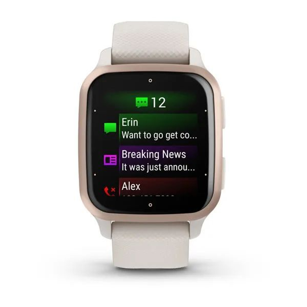 Смарт часы Garmin Venu Sq 2 Music Edition цвет слоновой кости с персиково-золотым алюминиевым безелем
