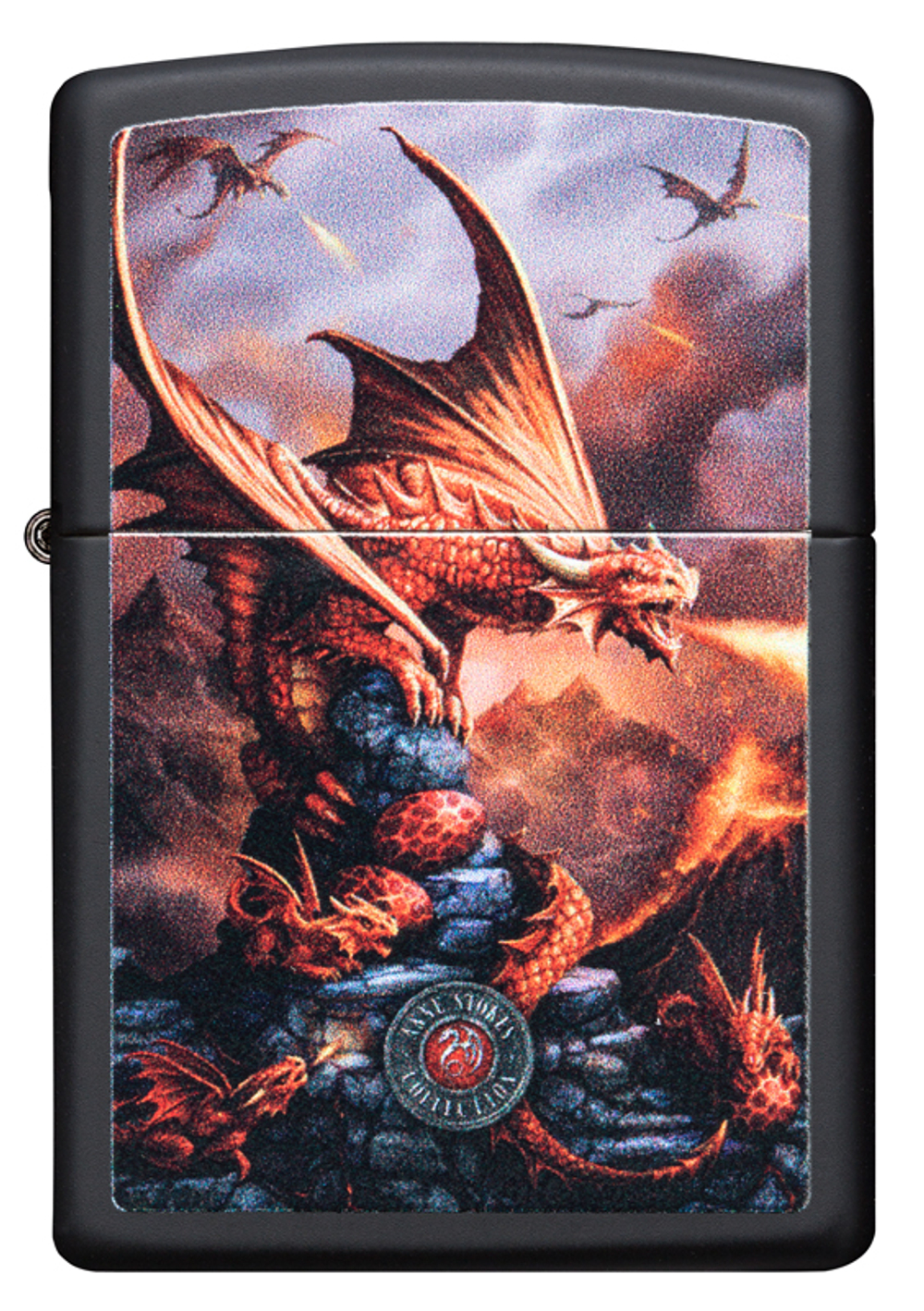 Зажигалка чёрная "Драконы" Black Matte ZIPPO 49097