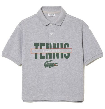 Детская теннисная футболка Lacoste Cotton Pique Print - grey