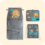 Набор для детского сада: кармашек, коврик, мешок. Львенок в машинке