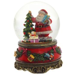 GAEM Фигурка декор в стекл шаре "Санта" (муз с ключ), D 10 см, L10,5 W10,5 H14,5 см, 2в.