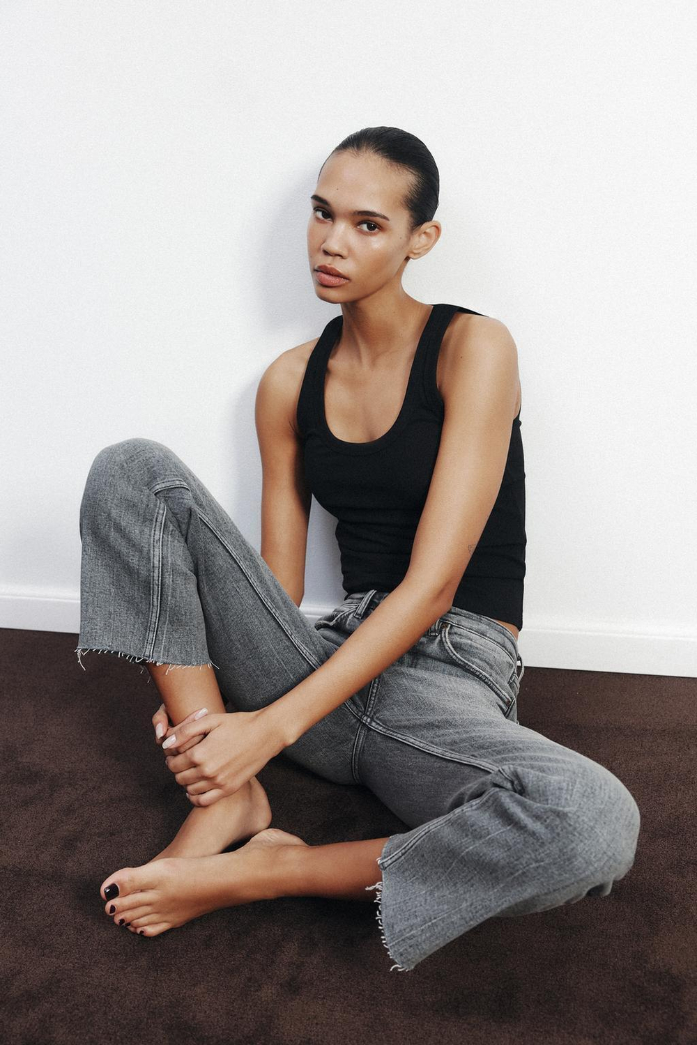 Джинсы trf cropped flare с высокой посадкой