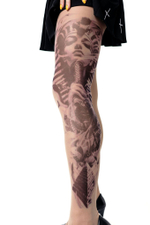 Колготки +size с принтом в виде хатшепсут (Размер: XL-XXL-XXXL) (Цвет: бежевый)