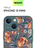 Чехол BROSCORP для Apple iPhone 13 mini оптом (арт. IP13MINI-ST-TPU-DARKGREEN-PRINT)