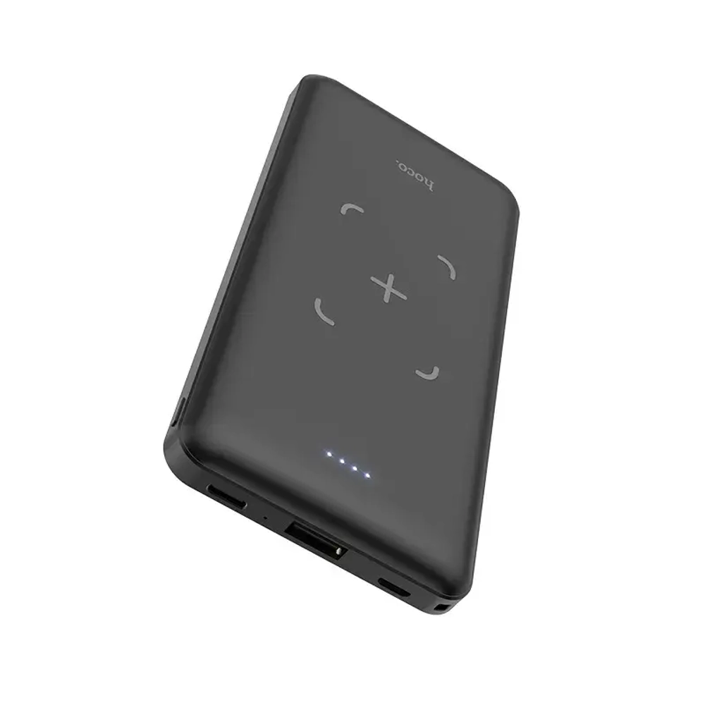Внешний аккумулятор Hoco J50 10000 mAh USBx2 2.0A/MicroUSB /Type-C/Lightning с беспроводной зарядкой (черный)