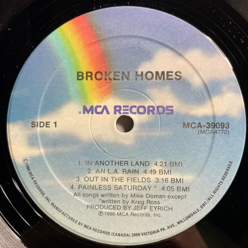 Винтажная виниловая пластинка LP Broken Homes (Канада 1986)