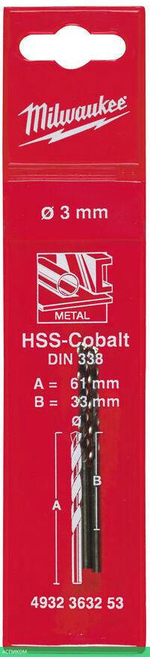 Сверло по металлу Milwaukee HSS-Co 3.0мм 2шт (4932363253)