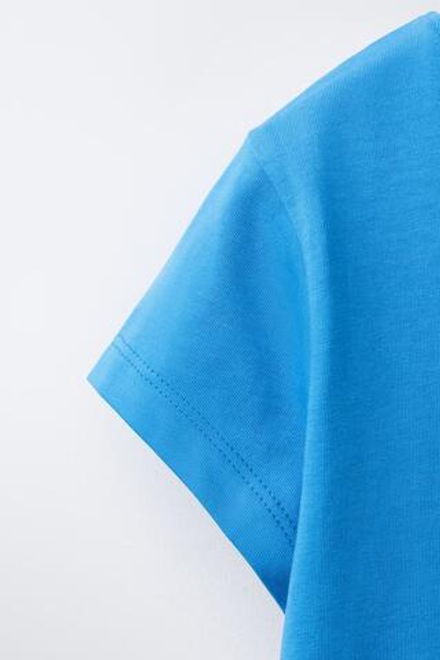 ZARA ФУТБОЛКА С НАДПИСЬЮ, СИНИЙ