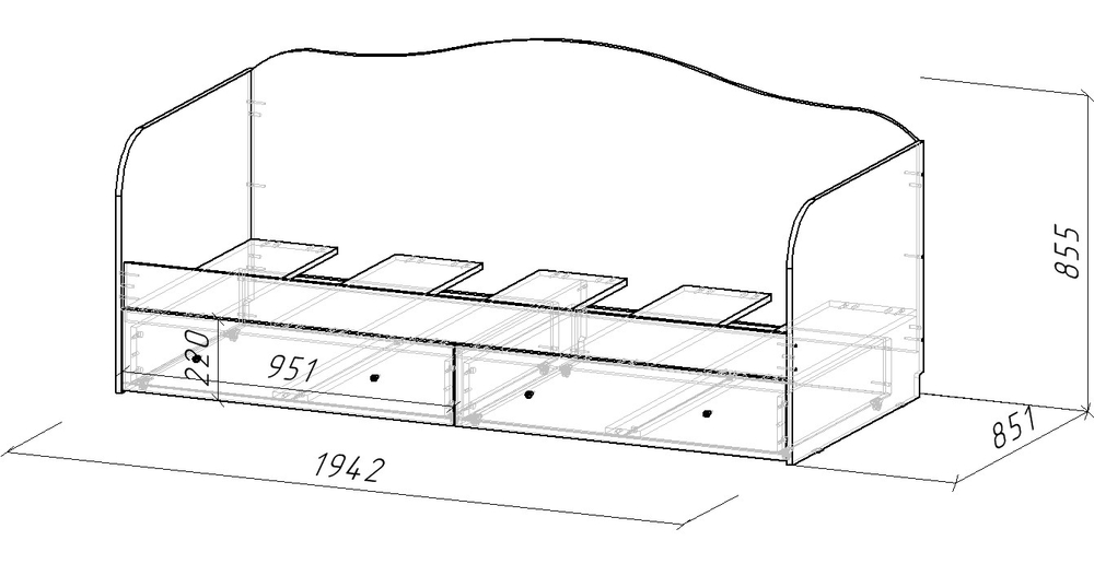 Кровать МАМА "Цветы"  Белый