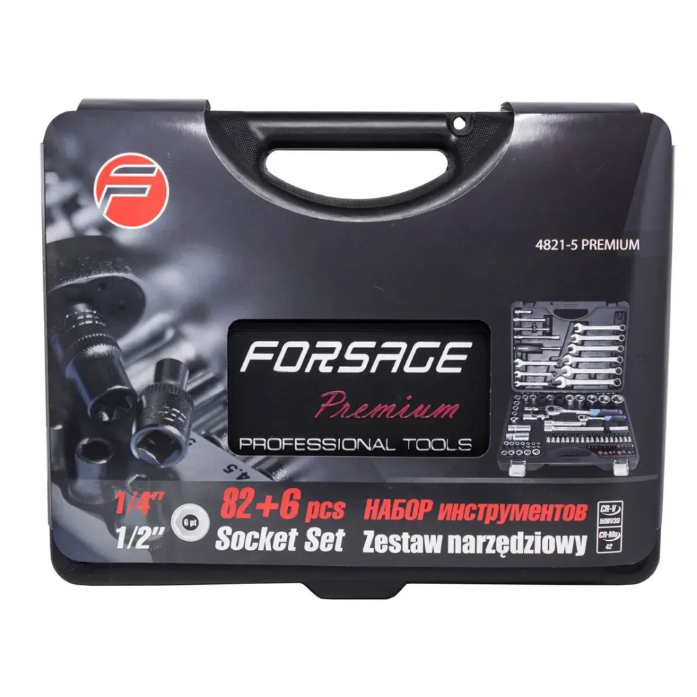 Набор инструментов 82+6пр.1/4''1/2''(6гр.)+(головка-бита 1/4''T40 Forsage F-4821-5 PREMIUM