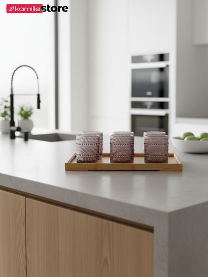 Поднос прямоугольный 37х26 см. бамбуковый с бортиком