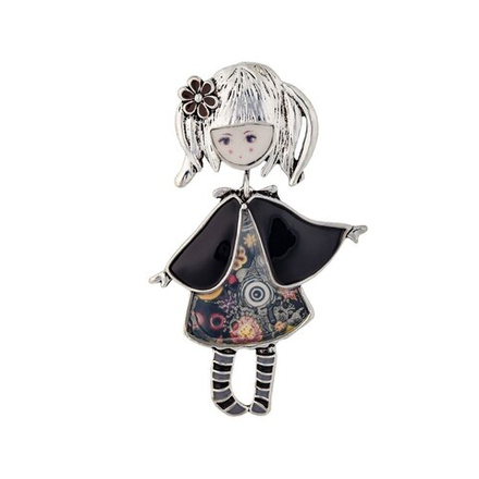 Брошь Shadore Девочка в манто XZ0989.4 BW/S