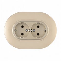 Розетка двойная с заземлением и со шторкой Arte Milano SET08-2 SET08-double-40-2 shampan