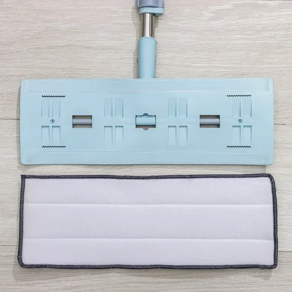 Швабра для мытья пола силиконовая, мягкая, насадка из микрофибры 39×14 см, телескопическая ручка из нержавеющей стали 88-128 см, цвет голубой