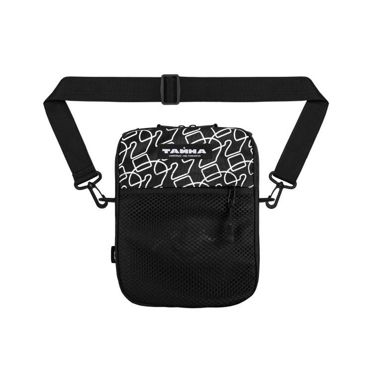 Сумка через плечо ТАЙНА L черный/ белые вопросы