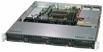 Сервер Supermicro SuperServer 5019C-M без процессора/без ОЗУ/без накопителей/количество отсеков 3.5" hot swap: 4/350 Вт/LAN 1 Гбит/c