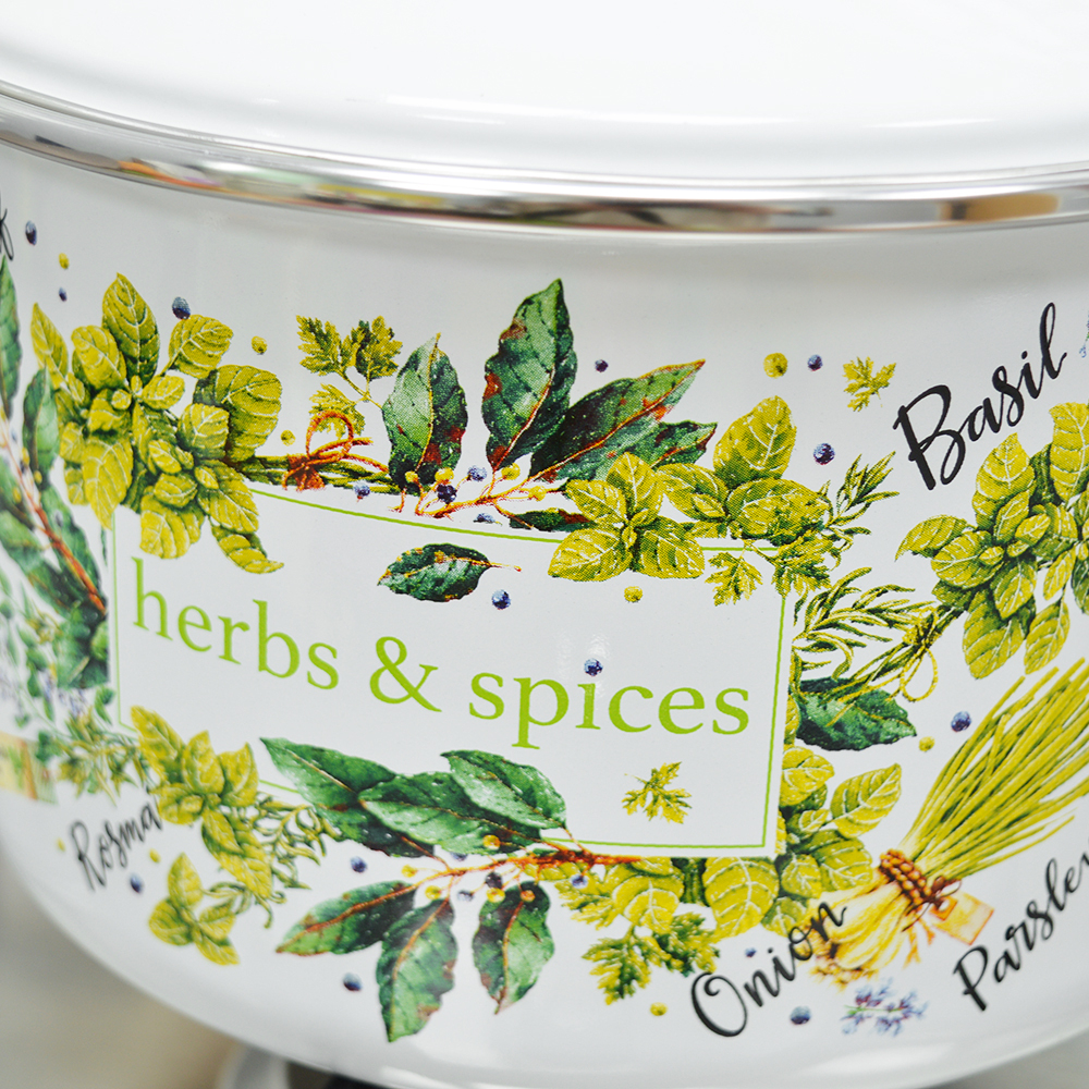 Кастрюля 4л "Травы и специи" с металлическим ободком