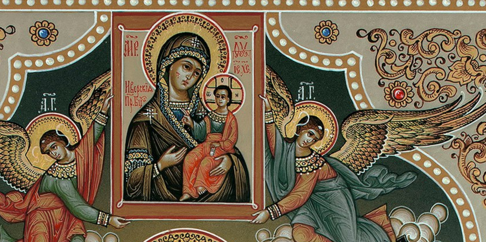 Икона святая Ксения Петербургская со святыми на дереве на левкасе мастерская Иконный Дом фрагмент