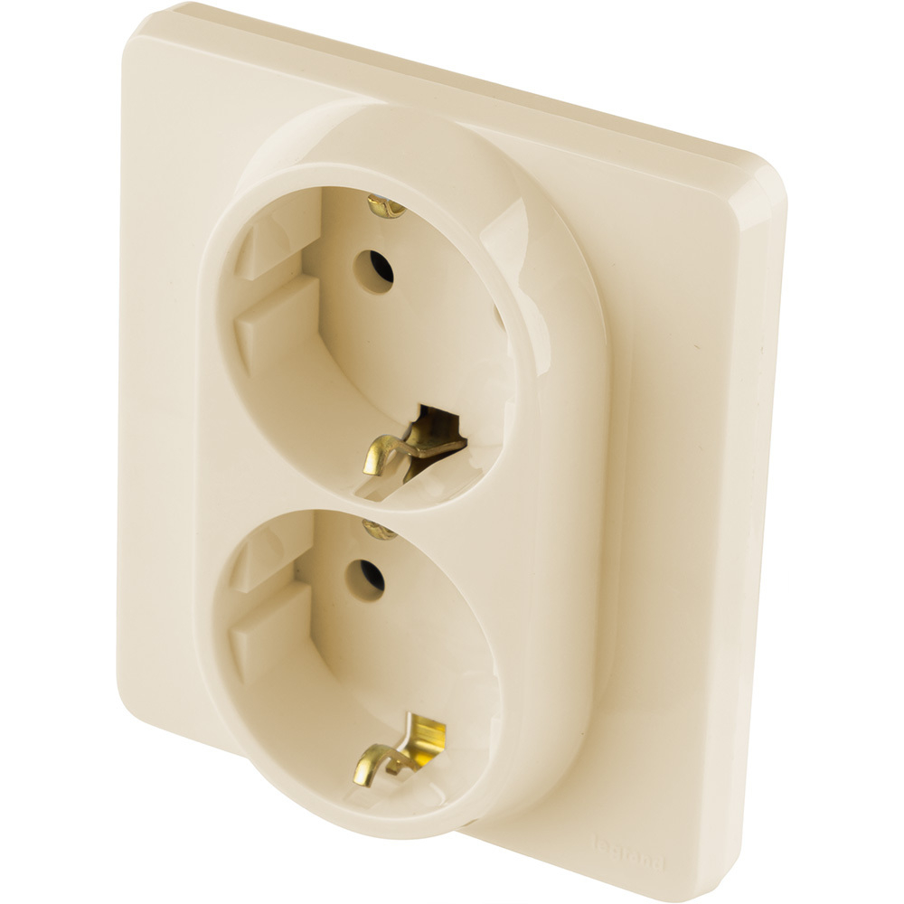 Розетка двойная с заземлением без шторок в сборе 16А 250В слоновая кость Inspiria Legrand