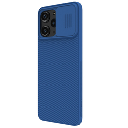 Чехол синего цвета с защитной шторкой для задней камеры от Nillkin для Xiaomi Redmi 12 4G, Note 12R 5G и Poco M6 Pro 5G, серия CamShield Case