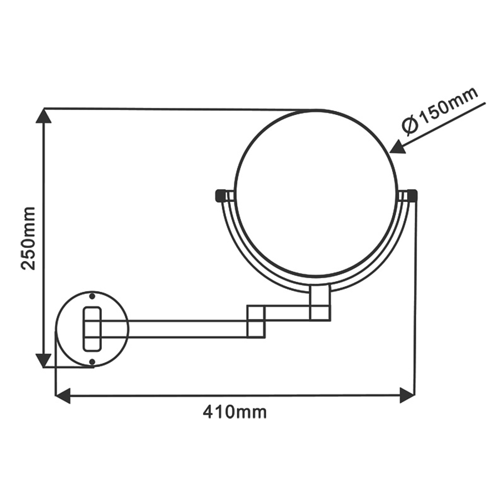 Косметическое зеркало Azario ALTRE Ø150 мм, подвесное, хром (AZ-211-6)