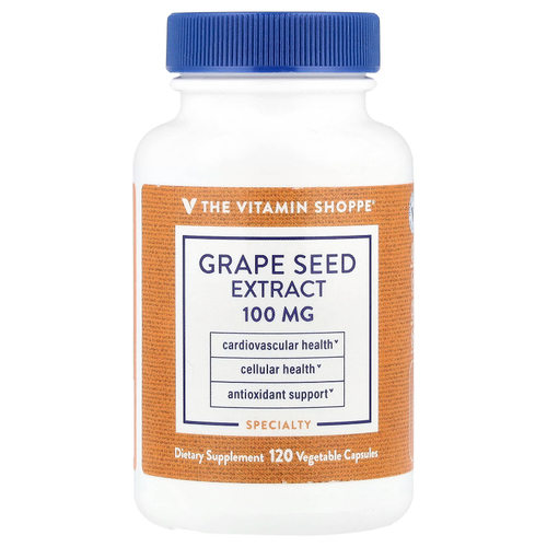 The Vitamin Shoppe, Экстракт виноградных косточек, 100 мг, 120 растительных капсул