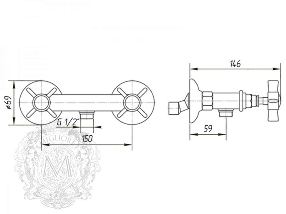 Смеситель для душа Migliore Princeton, ML.PRN-802 схема