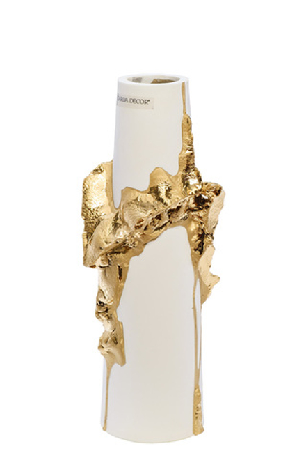 Ваза керамическая белая с золотым декором