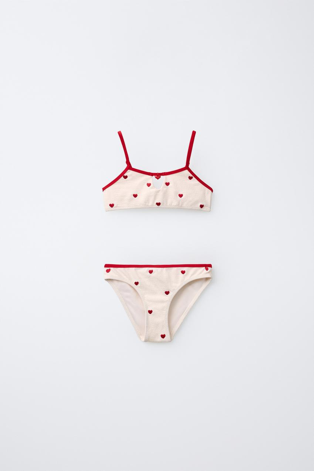 ZARA КУПАЛЬНИК С СЕРДЕЧКАМИ, КРАСНЫЙ
