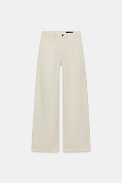 ZARA ДЖИНСЫ Z1975 WIDE LEG С ВЫСОКОЙ ПОСАДКОЙ, ЭКРЮ