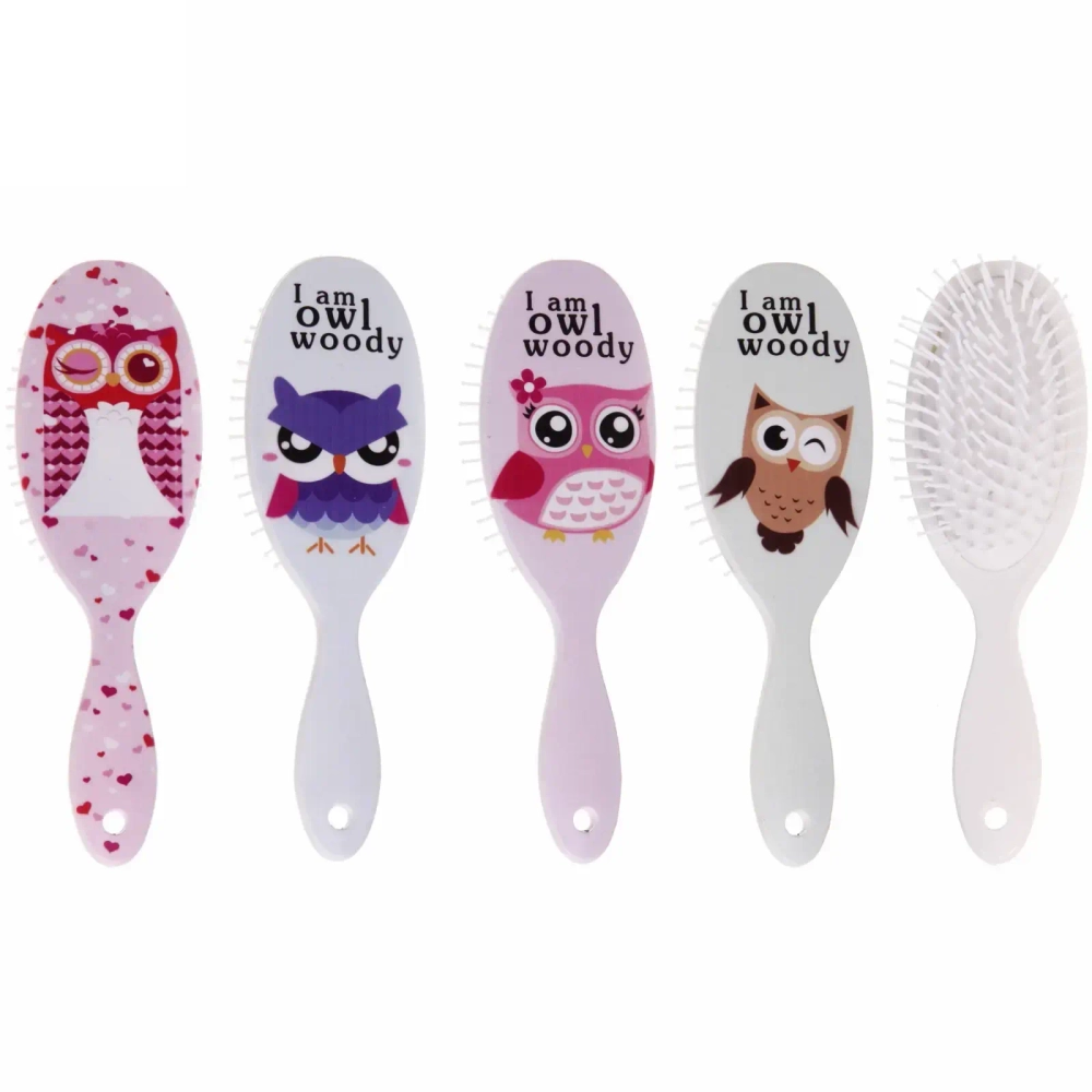 Расчёска массажная «Stylish hair - Совы», микс 4 вида, овал, 22*7 см