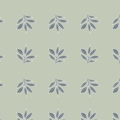 Серые листья на оливковом фоне