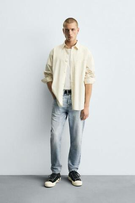 ZARA УКОРОЧЕННЫЕ ДЖИНСЫ SLIM FIT, ГОЛУБОЙ