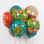 Шар (18''/46 см) Круг, Пиксели, С Днем Рождения! (торт), Красный, 1 шт. в упак.