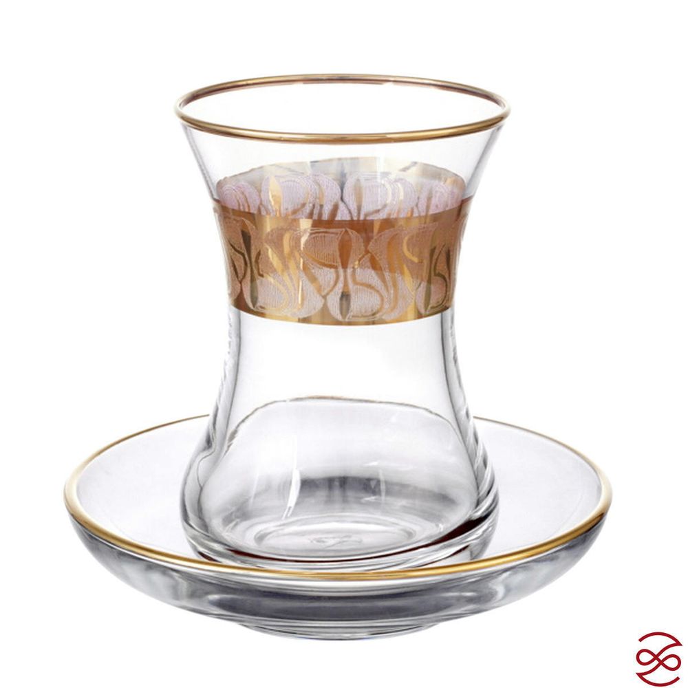 Набор чайных пар Bohemia Клаудиа Золото 120 мл (6 пар)