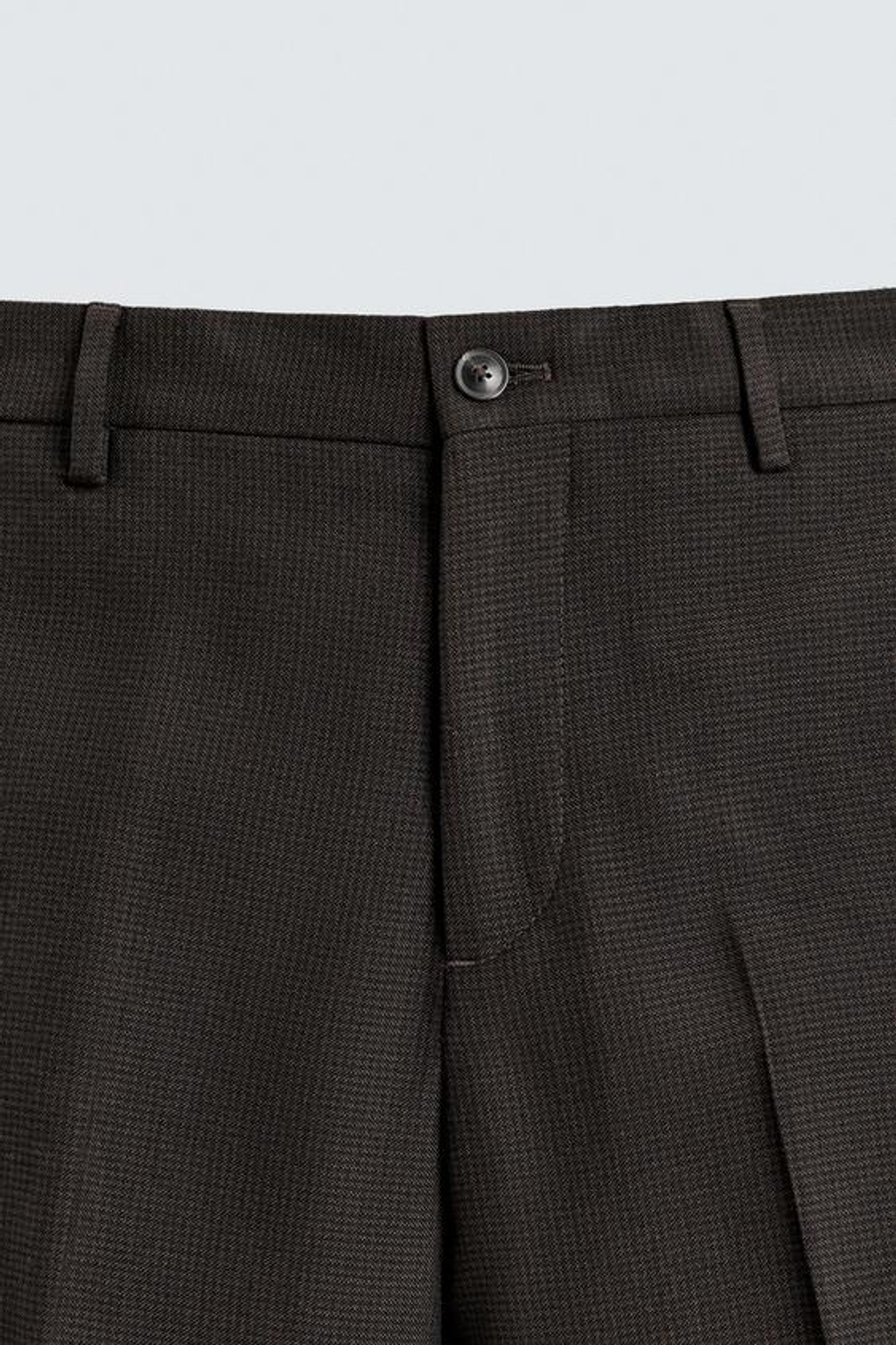 ZARA КОСТЮМНЫЕ БРЮКИ С УЗОРОМ «ГУСИНАЯ ЛАПКА», ТЕМНО-КОРИЧНЕВЫЙ