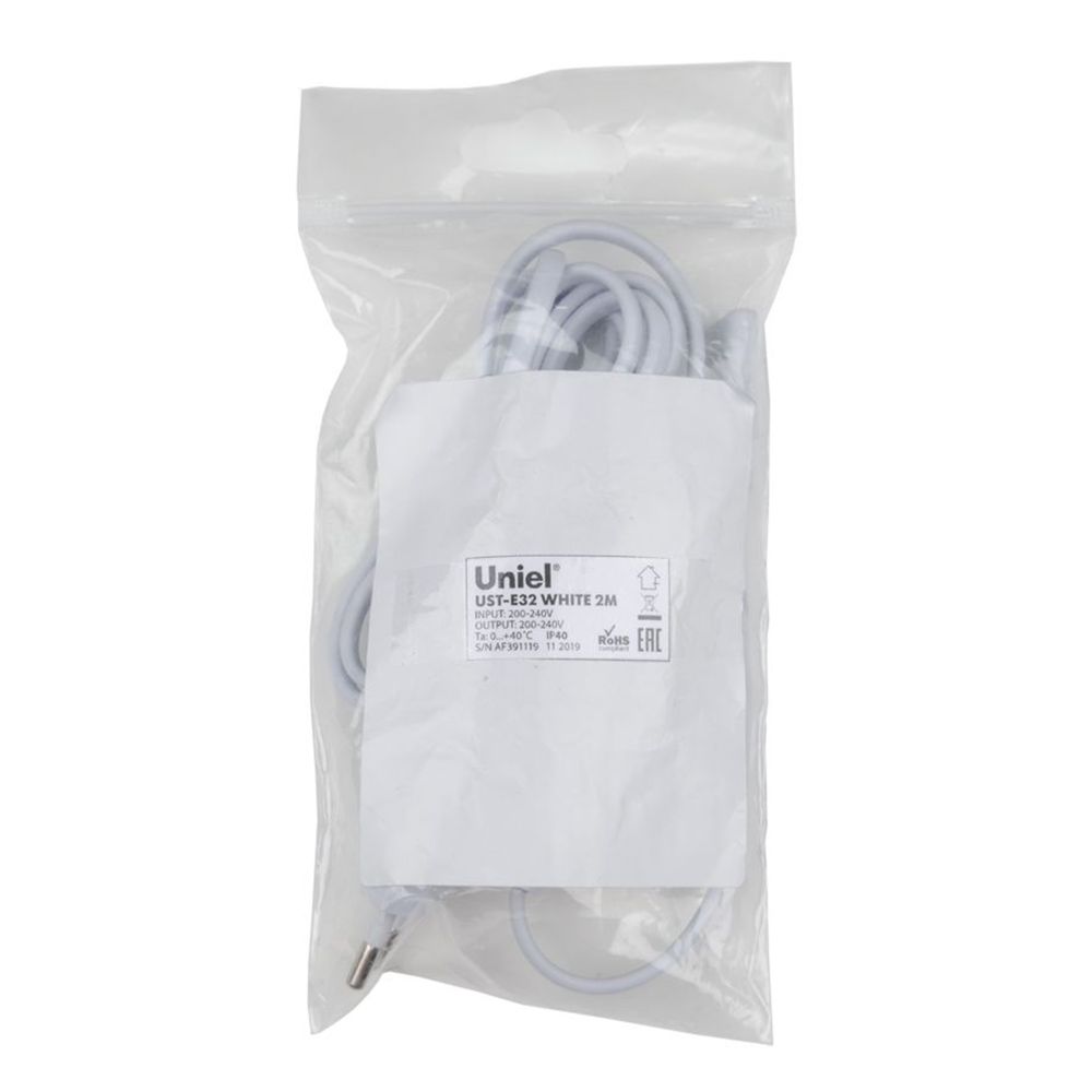 UST-E32 WHITE 2M Таймер с вилкой и разъемом L.N для фито светильника. 220В. 150Вт. Провод 2 метра. ТМ Uniel