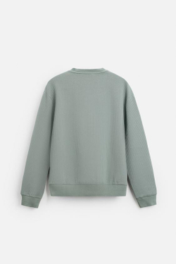 ZARA СТЕГАНАЯ ТОЛСТОВКА ИЗ РЕЛЬЕФНОЙ ТКАНИ, ТЕМНО-ЗЕЛЕНЫЙ