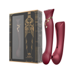 Красный вибростимулятор с пульсацией, вакуумной стимуляцией и функцией нагрева Zalo Queen G-spot PulseWave Vibrator with Suction Sleeve Wine Red